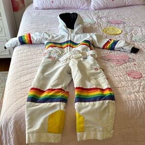 Tipsy Elves White Snowsuit with Rainbow Accents